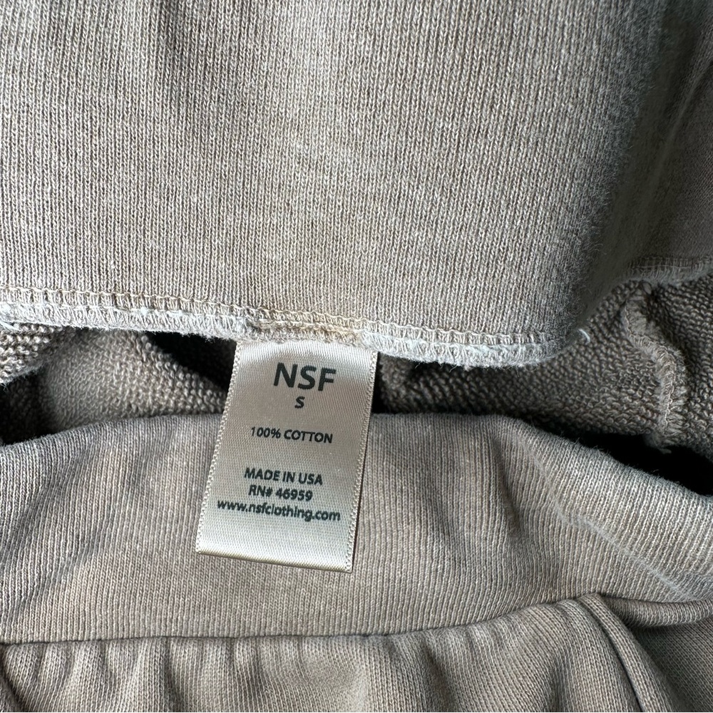 NSF Clothing Jayla Cropped Wide-Leg Cotton Sweatpants Elastic Drawstring Pockets - Picture 8 of 10